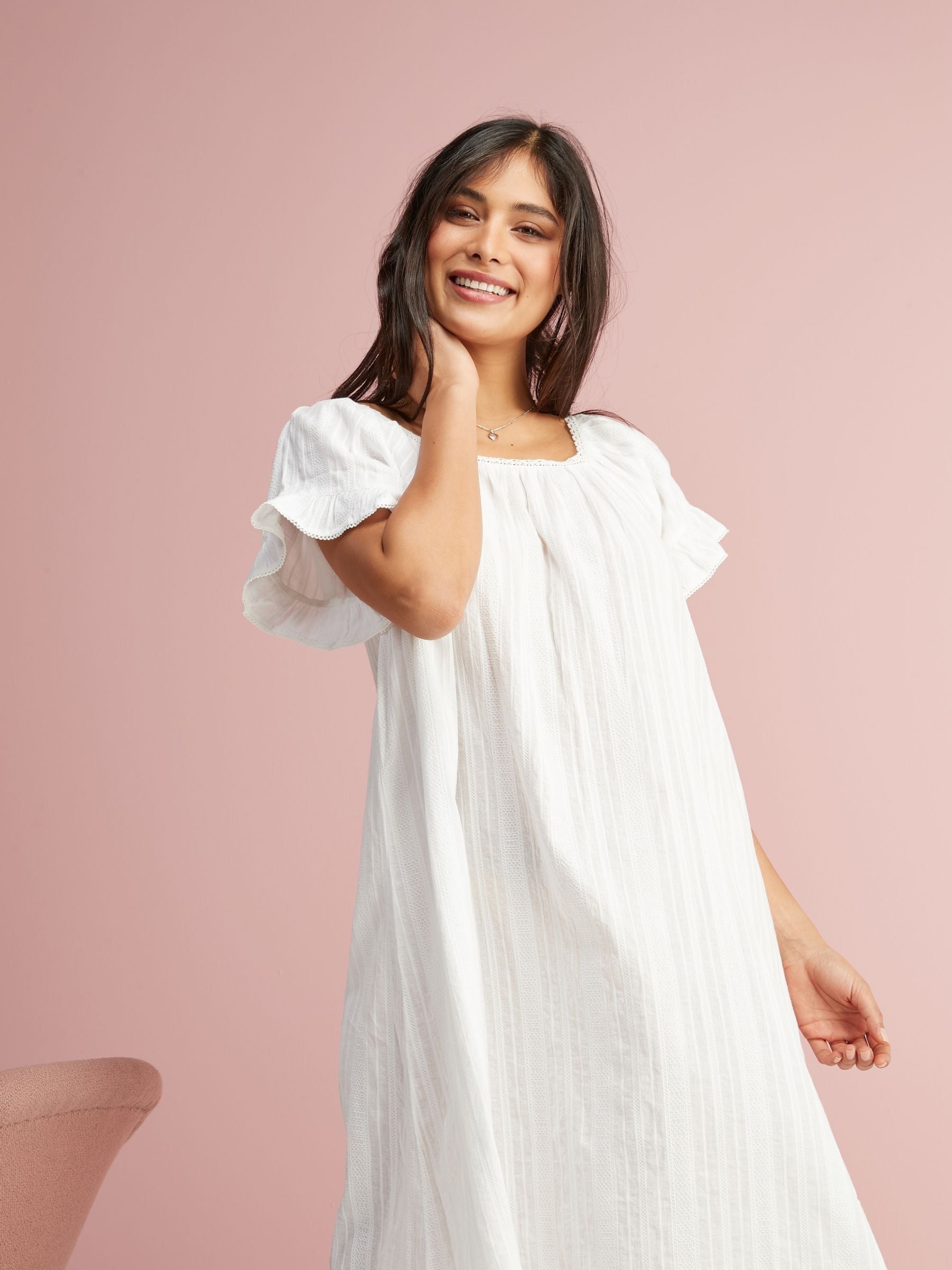 Buy White Square Neck Ruffle Cotton 100 Cotton Nightie Slip from the Next UK online shop