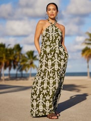 Myleene Klass Green/White Printed Halter Neck Top - Image 2 of 5