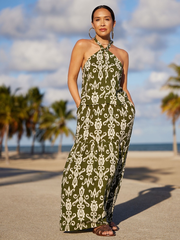 Myleene Klass Green/White Printed Halter Neck Top - Image 2 of 5