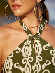 Myleene Klass Green/White Printed Halter Neck Top - Image 4 of 5