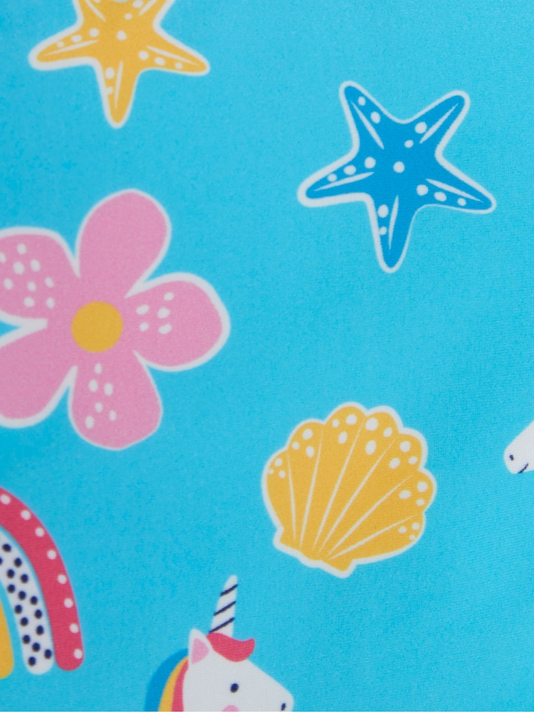 JoJo Maman Bébé Blue Unicorn UPF 50 1-Piece Sun Protection Suit - Image 3 of 3