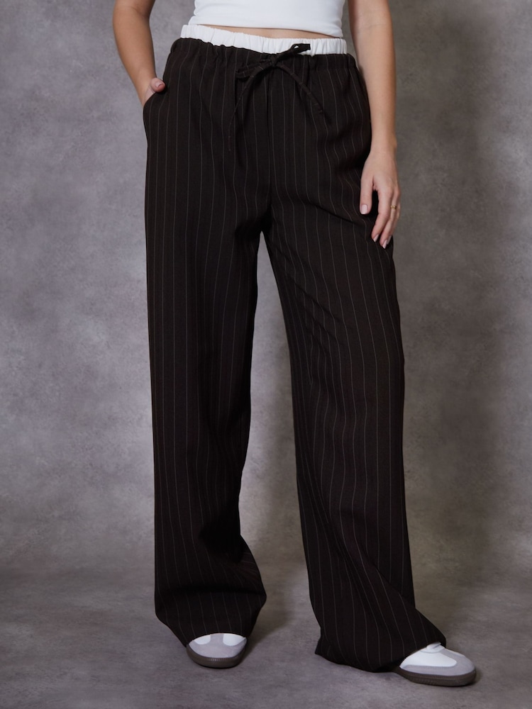 Threadbare Brown Boxer Waist Wide Leg Trousers - Image 1 of 5