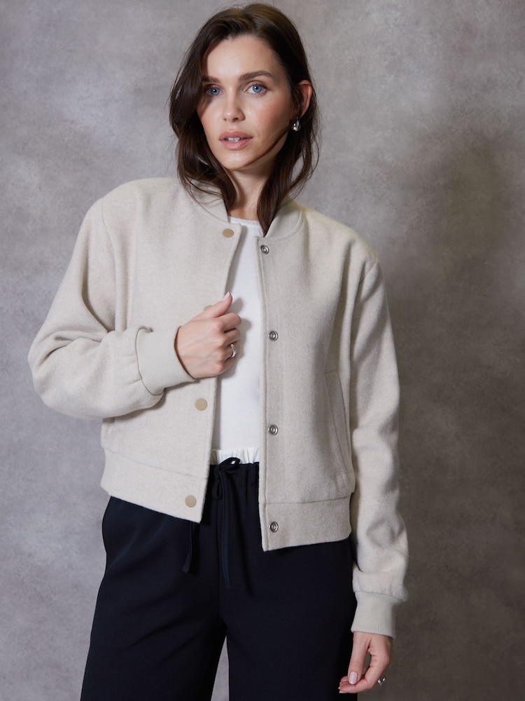 Threadbare White Cropped Bomber Jacket - Image 1 of 10