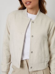 Threadbare White Cropped Bomber Jacket - Image 10 of 10
