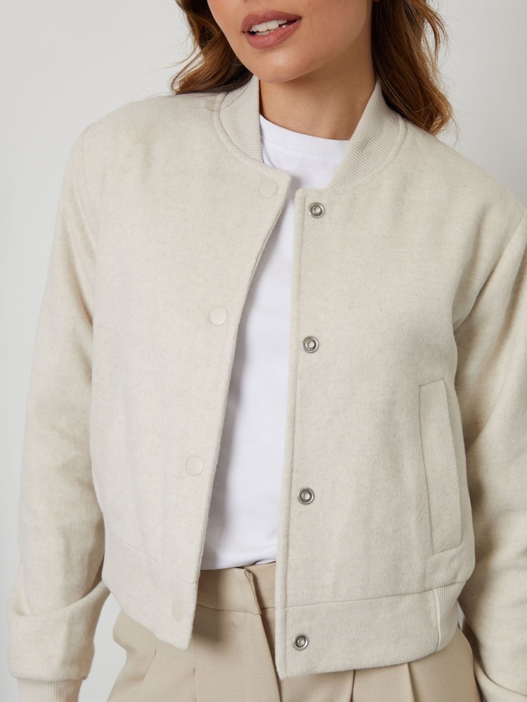 Threadbare White Cropped Bomber Jacket - Image 10 of 10