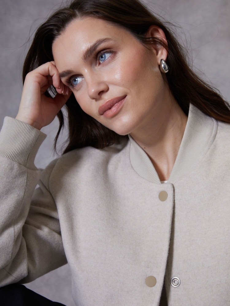 Threadbare White Cropped Bomber Jacket - Image 3 of 10