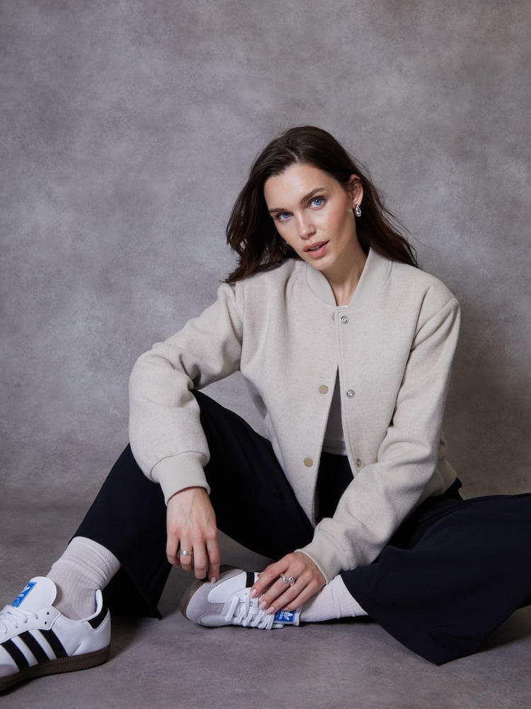 Threadbare White Cropped Bomber Jacket - Image 4 of 10
