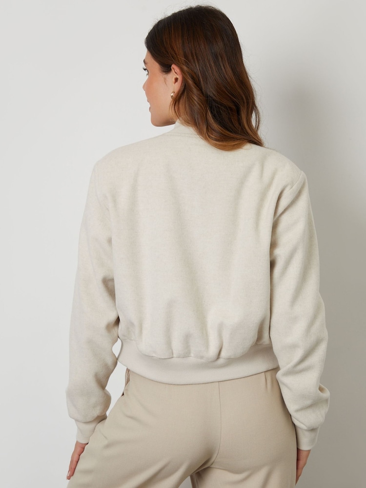 Threadbare White Cropped Bomber Jacket - Image 7 of 10
