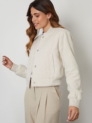 Threadbare White Cropped Bomber Jacket - Image 9 of 10