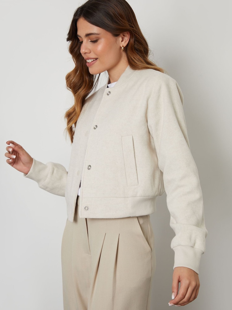 Threadbare White Cropped Bomber Jacket - Image 9 of 10