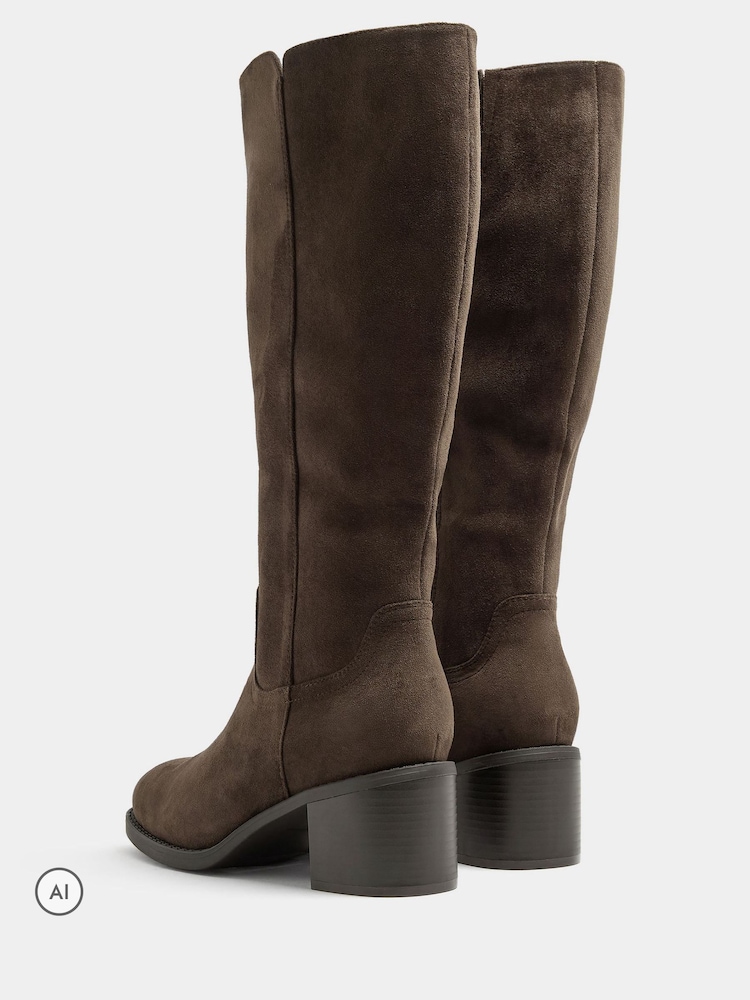 Yours Curve Brown Western Boots In Extra Wide Fit - Image 2 of 4