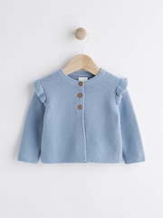 Blue Baby Frill Shoulder Knitted Cardigan (0mths-2yrs) - Image 1 of 7