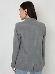 Threadbare Grey Classic Pinstripe Lined Blazer - Image 2 of 4