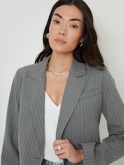 Threadbare Grey Classic Pinstripe Lined Blazer - Image 4 of 4
