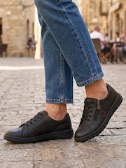 Pavers Black Loretta By Leather Trainers - Image 1 of 6