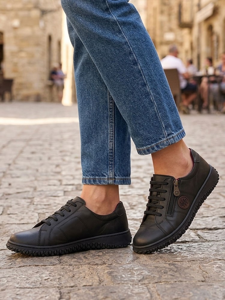 Pavers Black Loretta By Leather Trainers - Image 1 of 6