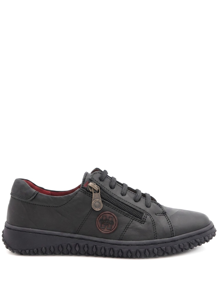 Pavers Black Loretta By Leather Trainers - Image 2 of 6