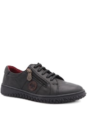 Pavers Black Loretta By Leather Trainers - Image 3 of 6