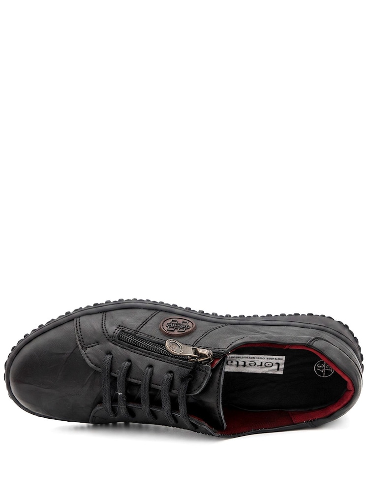 Pavers Black Loretta By Leather Trainers - Image 6 of 6