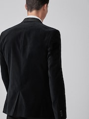 Black Skinny Fit Velvet Jacket - Image 2 of 5
