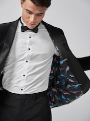 Black Skinny Fit Velvet Jacket - Image 3 of 5