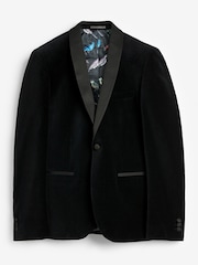 Black Skinny Fit Velvet Jacket - Image 5 of 5