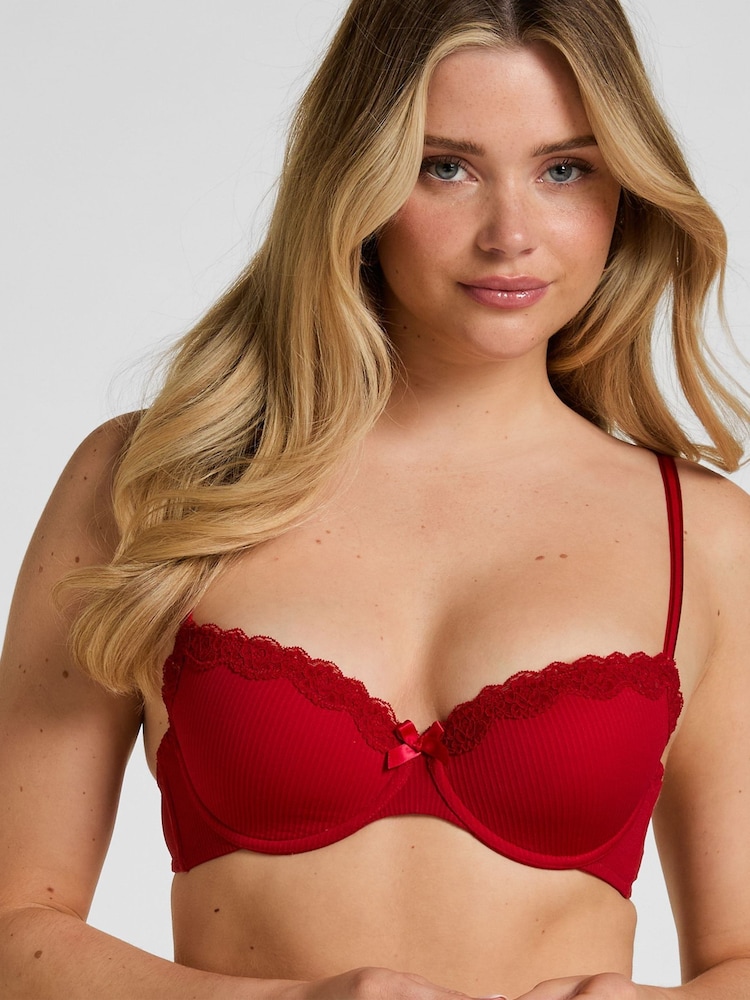 Hunkemoller Red Wired Lola Padded Bra - Image 1 of 5