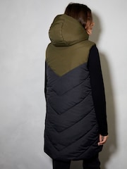 Threadbare Green Threadbare Longline Hooded Padded Gilet - Image 2 of 4