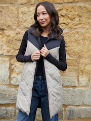 Threadbare White/Black Reversible Threadbare Longline Hooded Padded Gilet - Image 1 of 5