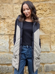Threadbare White/Black Reversible Threadbare Longline Hooded Padded Gilet - Image 2 of 5