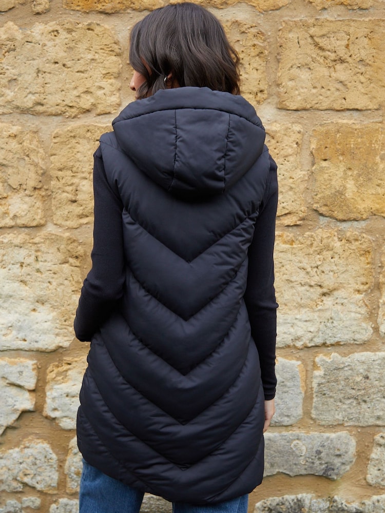 Threadbare White/Black Reversible Threadbare Longline Hooded Padded Gilet - Image 3 of 5