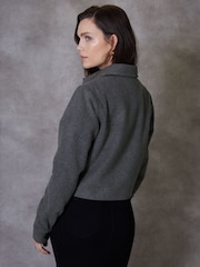 Threadbare Grey Brushed Cropped Shacket - Image 3 of 5