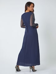 Roman Blue Sparkle Bead Embellished Maxi Dress - Image 2 of 5