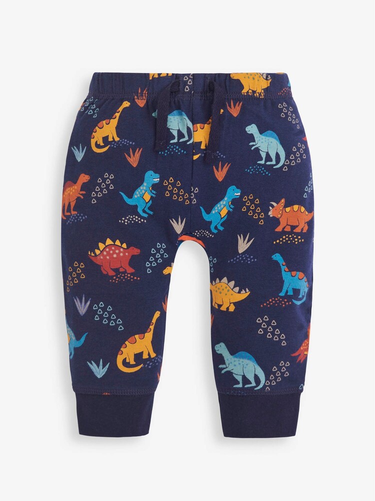 JoJo Maman Bébé Navy 2-Pack Dinosaur & Stripe Baby Leggings - Image 2 of 5