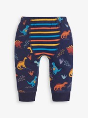 JoJo Maman Bébé Navy 2-Pack Dinosaur & Stripe Baby Leggings - Image 3 of 5