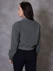 Threadbare Grey Cropped Bomber Jacket - Image 2 of 5