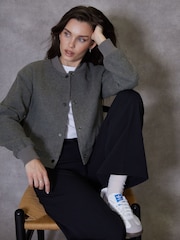 Threadbare Grey Cropped Bomber Jacket - Image 4 of 5