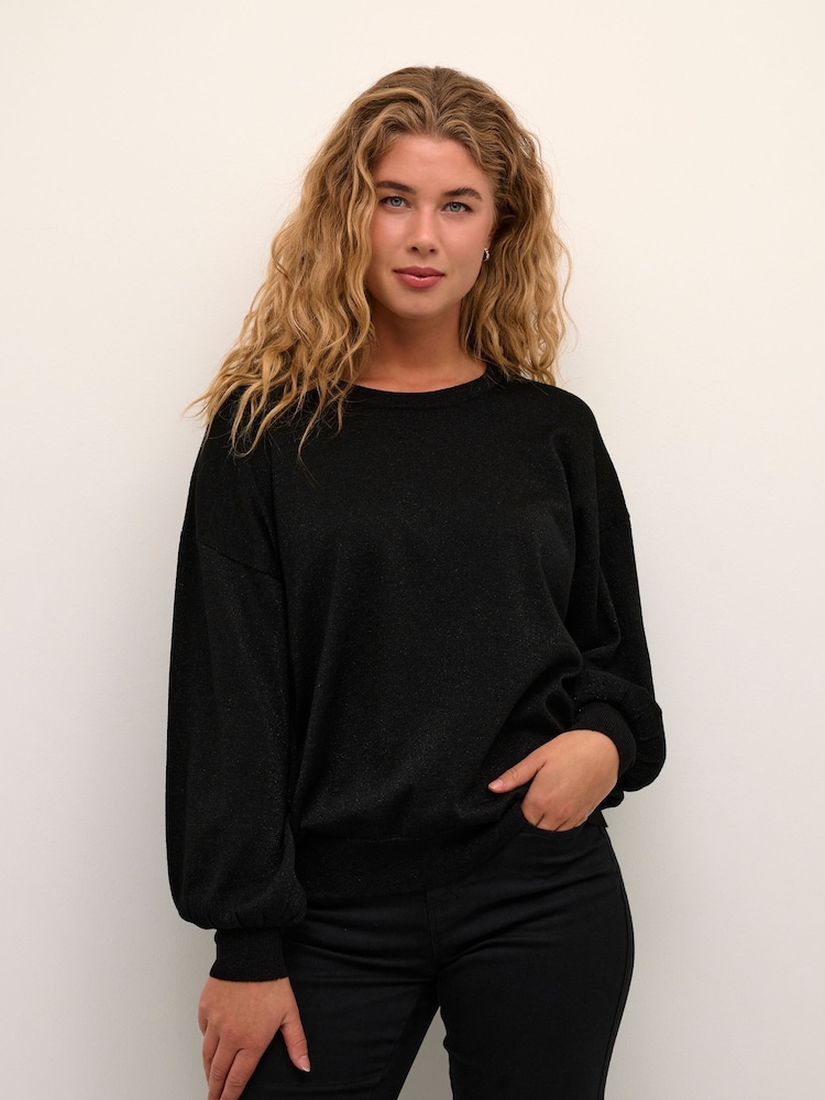 Kaffe Regina Metallic Knit Black Pullover - Image 1 of 6