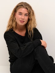 Kaffe Regina Metallic Knit Black Pullover - Image 4 of 6