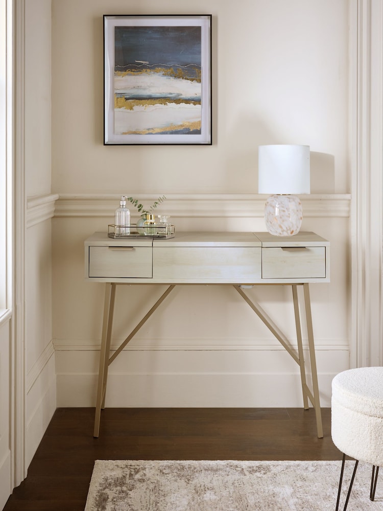 White Bronx Oak Effect 2 Drawer Dressing Table - Image 1 of 8