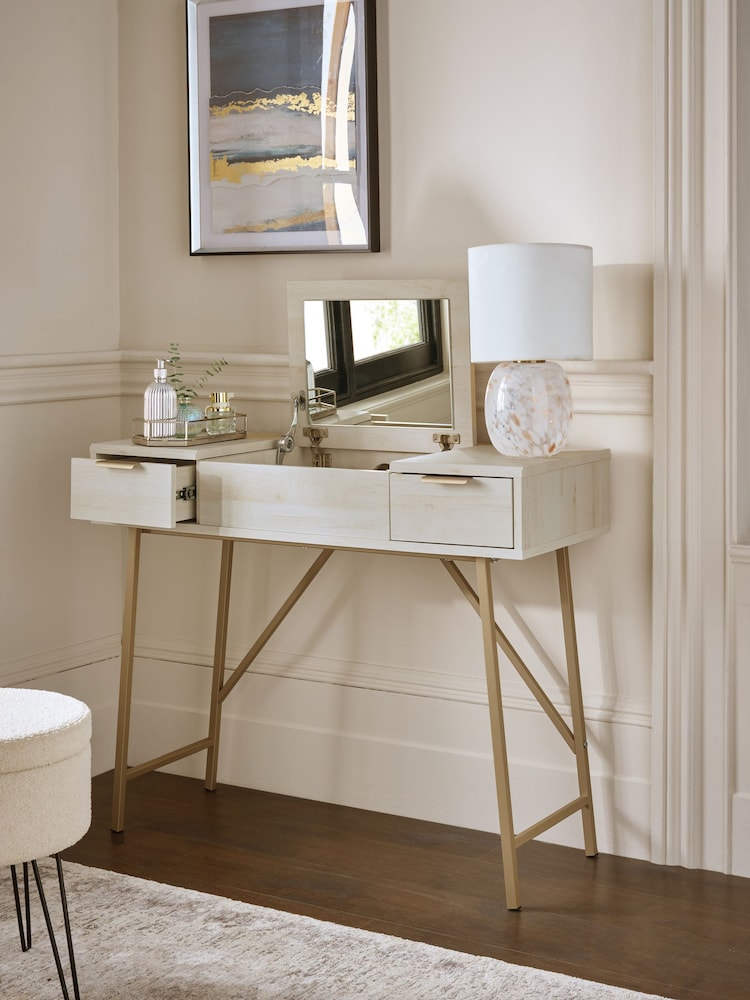 White Bronx Oak Effect 2 Drawer Dressing Table - Image 2 of 8