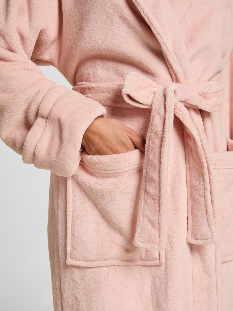 Hunkemoller Pink Soft Fleece Bathrobe - Image 2 of 5 Hunkemoller Pink Soft Fleece Bathrobe - Image 2 of 5