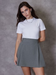 Threadbare Grey Pleated A-Line Mini Skirt - Image 1 of 4