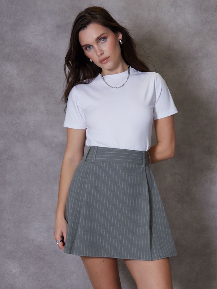 Threadbare Grey Pleated A-Line Mini Skirt - Image 1 of 4