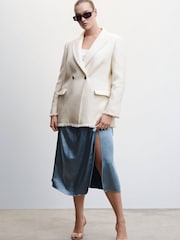 Mango Cream Buttons Tweed Blazer - Image 4 of 11