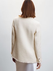 Mango Cream Buttons Tweed Blazer - Image 8 of 11