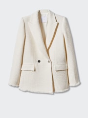 Mango Cream Buttons Tweed Blazer - Image 9 of 11