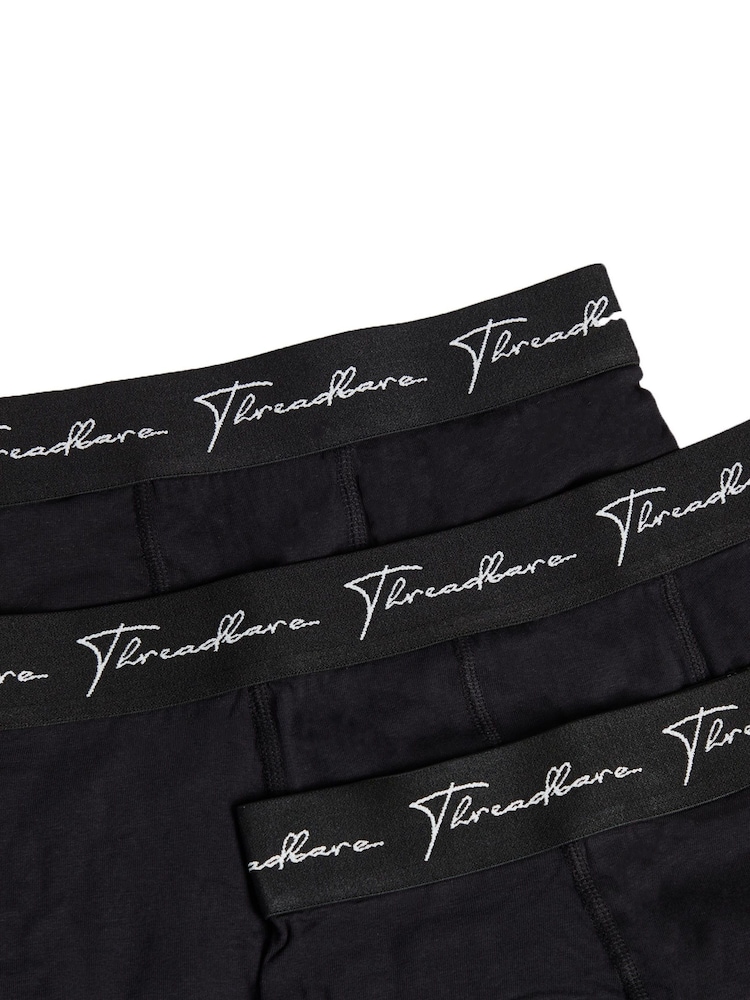 Threadbare Dark Black Dark Black Hipster Boxers 3 Pack - Image 3 of 3
