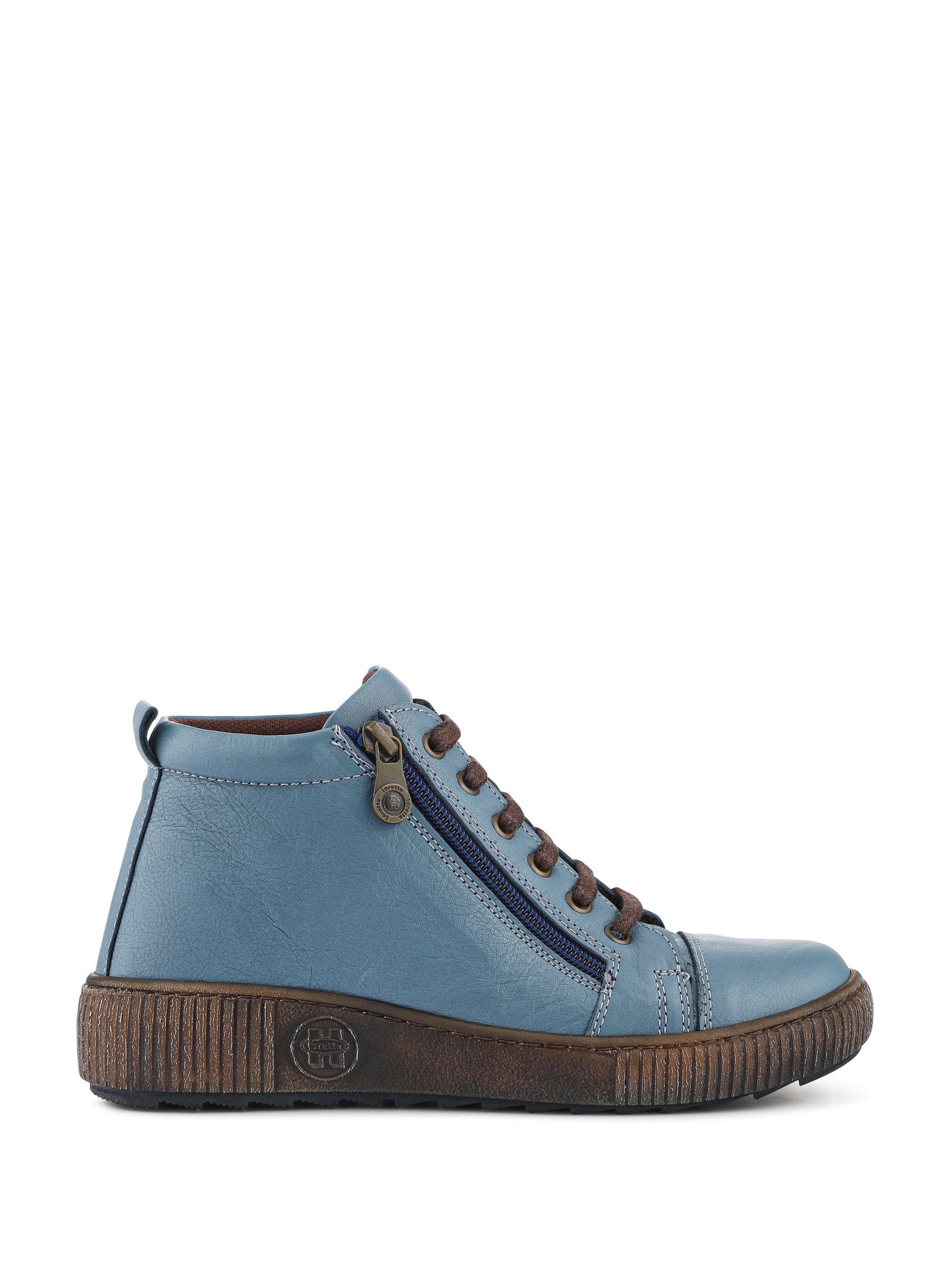 Pavers Women's Blue Leather Lace-Up Boots In | : Size 8 - Image 3