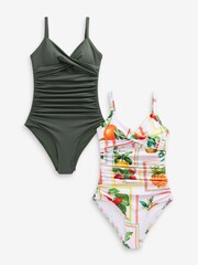 Green/White Fruit Tummy Control Swimsuits 2 Pack - Image 1 of 7